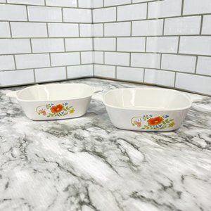 VTG Corning Ware Wildflower F-41-B 1 3/4 cup Petite Baker Pan. Set of 2